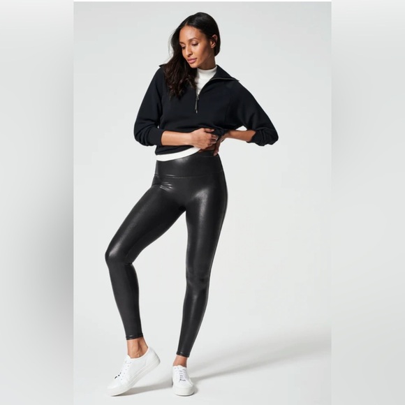 Spanx SPANXshape™ Faux Leather Leggings Black Size M - Picture 1 of 14